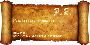 Paulnics Romola névjegykártya